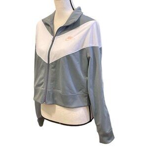 Nike Womens Sportwear Heritage Track Jacket Size L Cool Gray